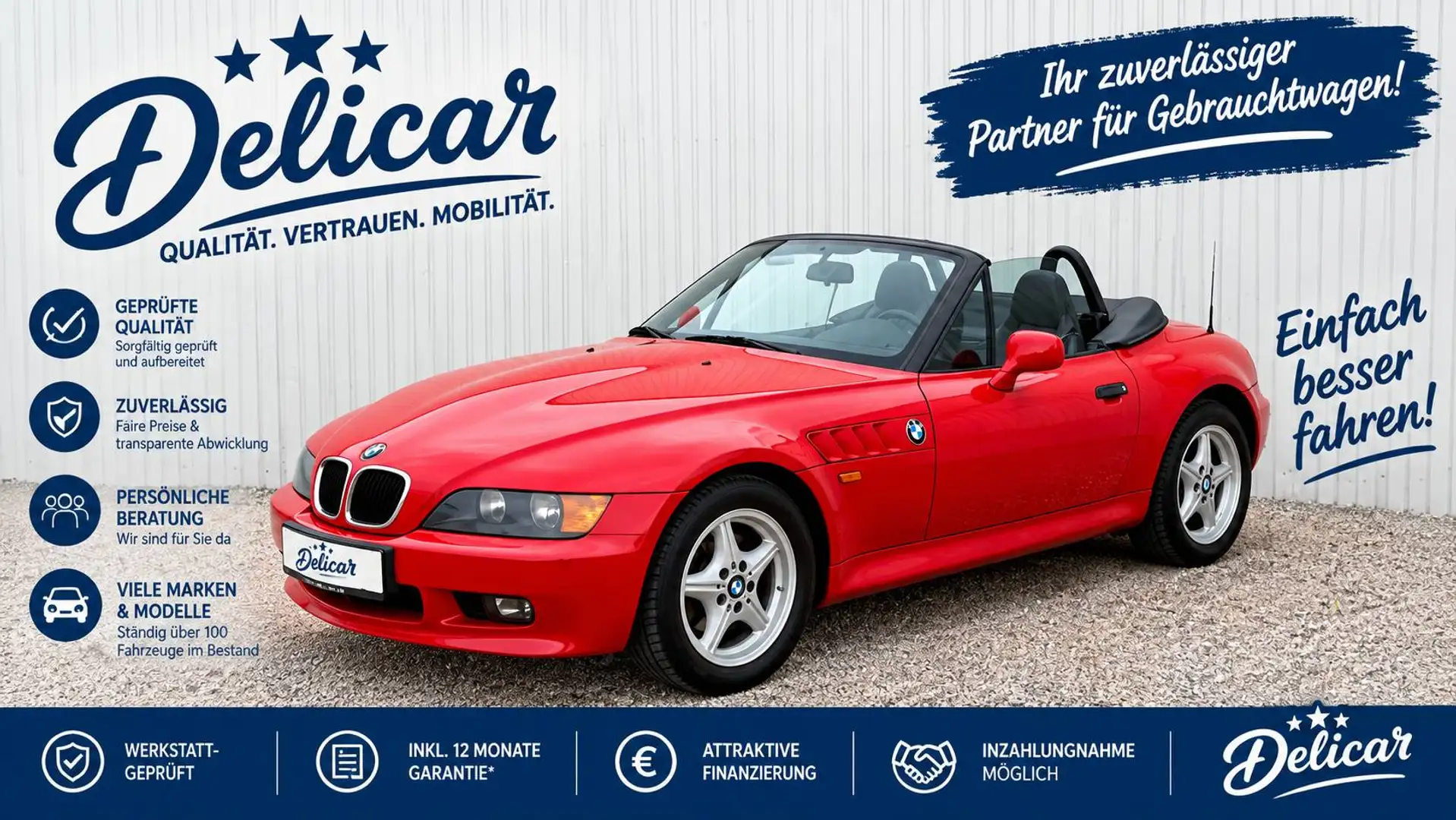 BMW Z3 Z 3 1,8 Garagen Fahrzeug aus Erstbesitz Rot - 1
