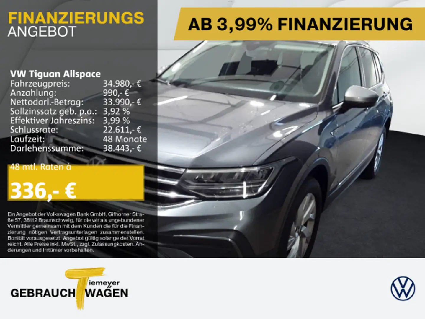Volkswagen Tiguan Allspace 1.5 TSI DSG LIFE 7-SITZE NAVI AH Grau - 1