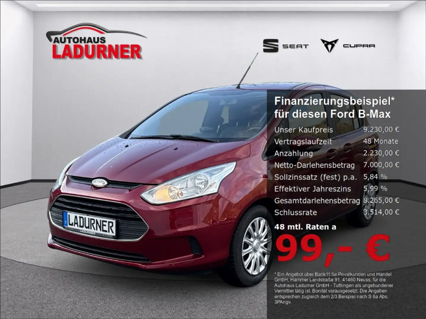 Ford B-Max Trend 1.4 *KLIMA/SHZ/beh.Windschutzscheibe* Rood - 1