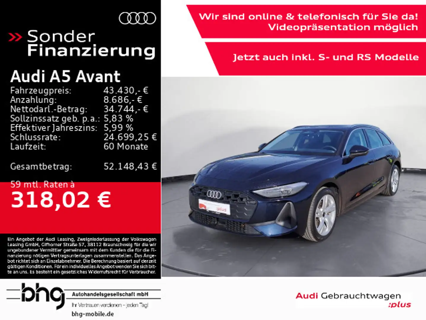 Audi A5 TFSI S-tronic Business Sportsitze Kamer Blau - 1