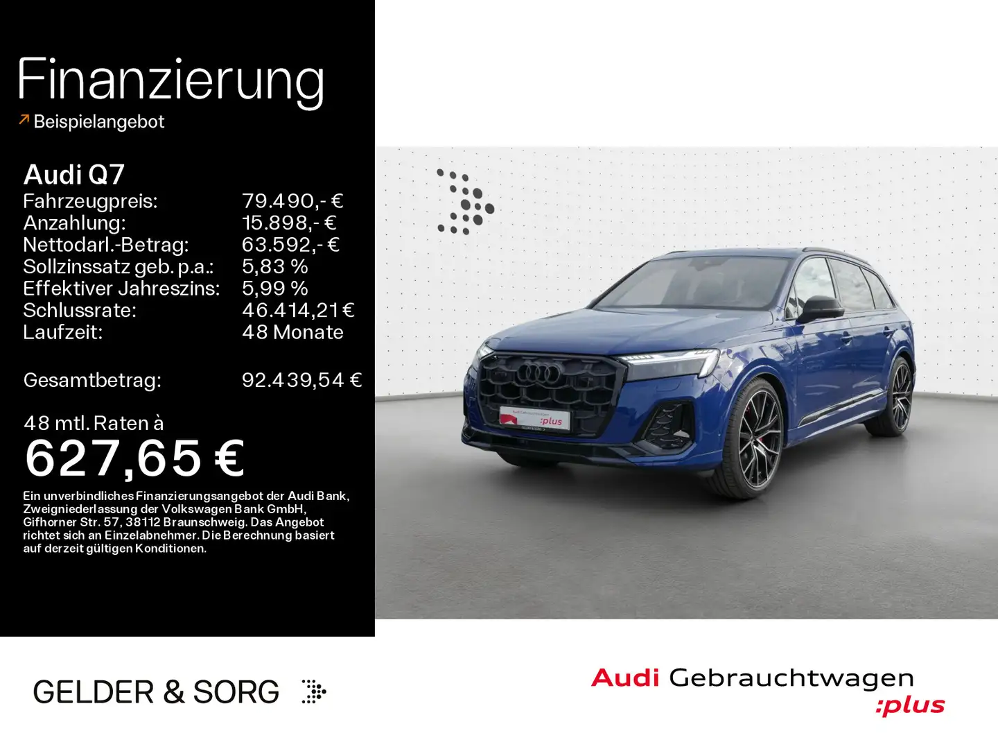 Audi Q7 50 TDI quattro S line AHK*Air*360°*Pano*Stand Bleu - 1