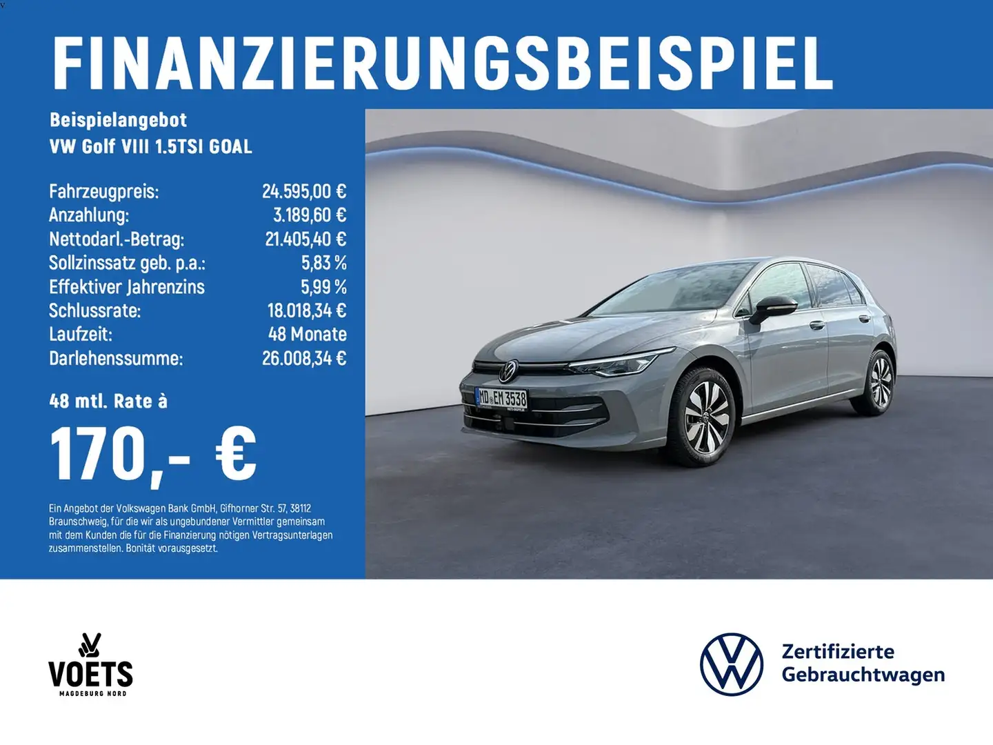 Volkswagen Golf VIII 1.5TSI GOAL LED+Navi+Sitzhzg.+PDC Gris - 2