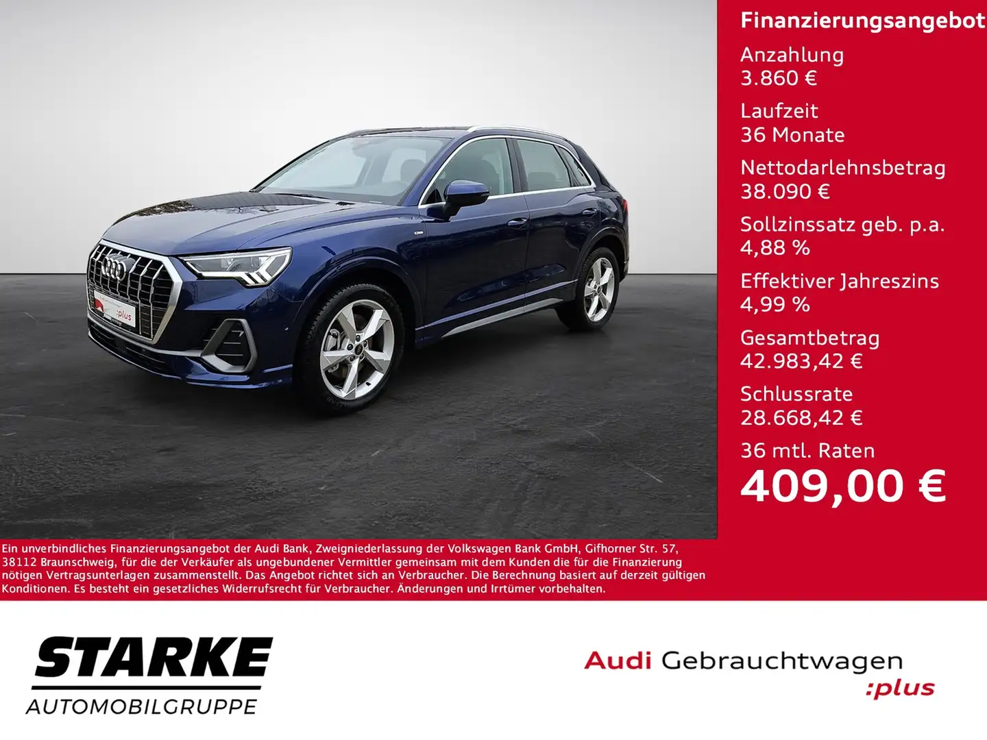 Audi Q3 40 TFSI S tronic quattro S line NaviPlus LED SH... Blau - 1