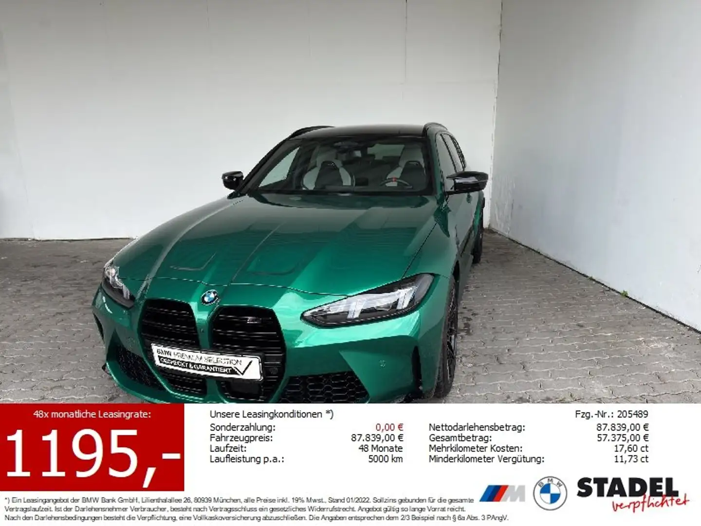 BMW M3 Competition M xDrive Navi.LED.360°.ACC.HarmKa Grün - 1