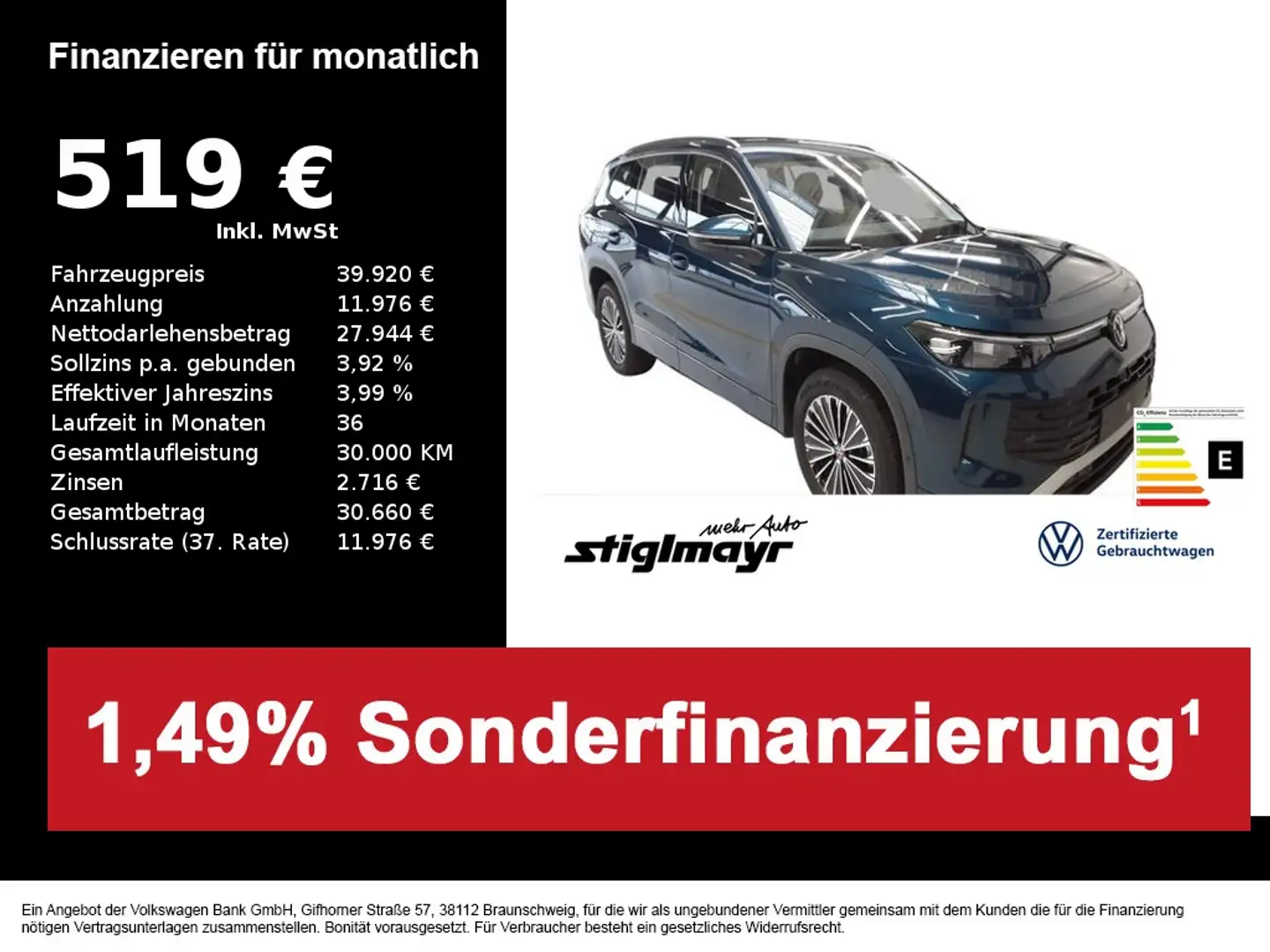 Volkswagen Tayron Life 2.0 TDI DSG ACC+AHK+KAMERA+LED+7-SITZER Bleu - 1