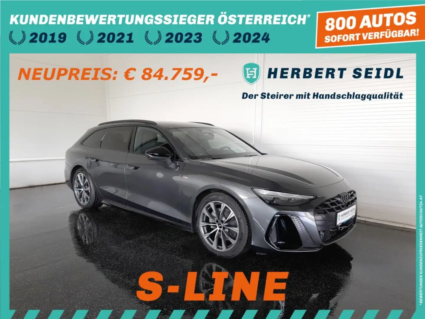 Audi A6 C9 Avant S-LINE 2,0 TDI S-tr. *NP: 84.759€ / SKY / MATRIX LED / 20 ZOLL / ACC / NAVI / AHV & 360° KAMERA / VOLLLEDER / 4- Grau - 1