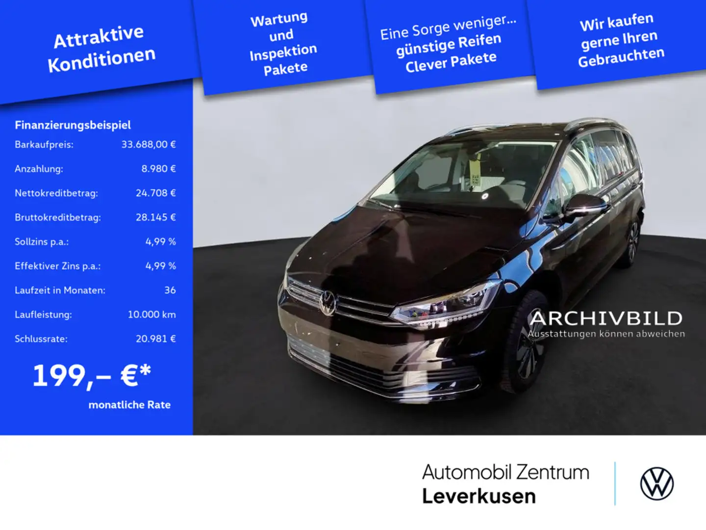 Volkswagen Touran Move DSG NAVI VIRT ACC KAM SHZ CARPLAY Schwarz - 1