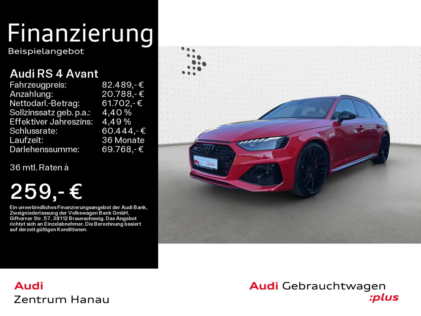 Audi RS4 NAVI-PLUS*280KM/H*HUD*RS-AGA*PANO*MAT Rot - 1