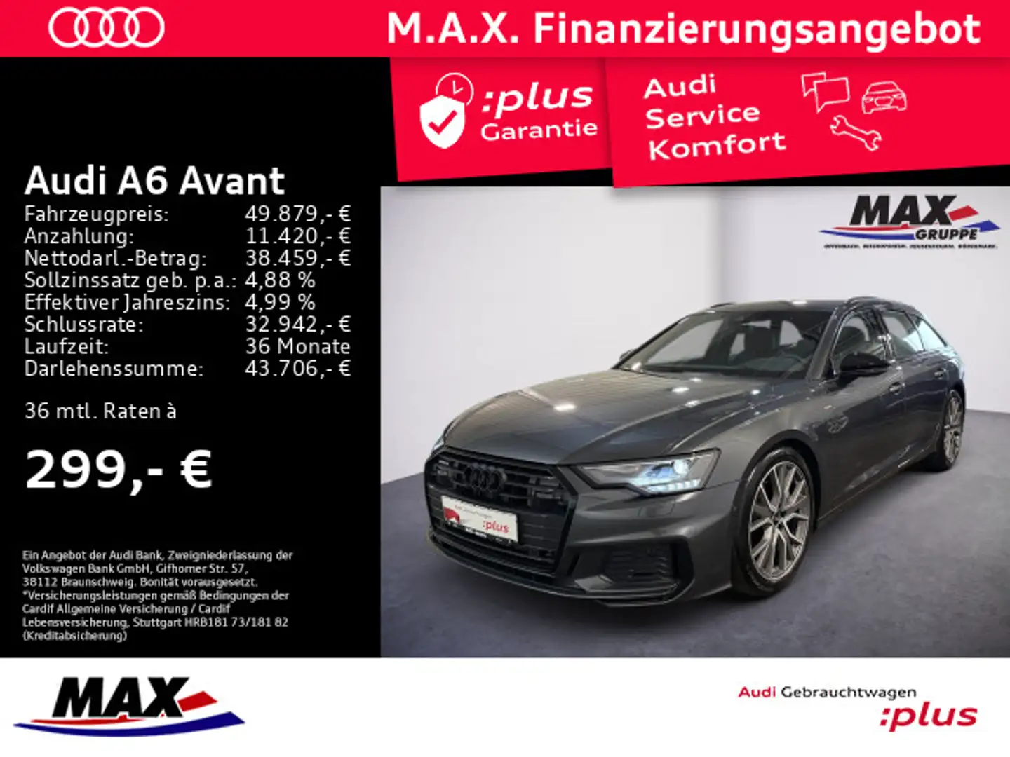 Audi A6 45 TFSI QUATT S LINE LED+NAV+AHK+HUD+VC Grau - 1