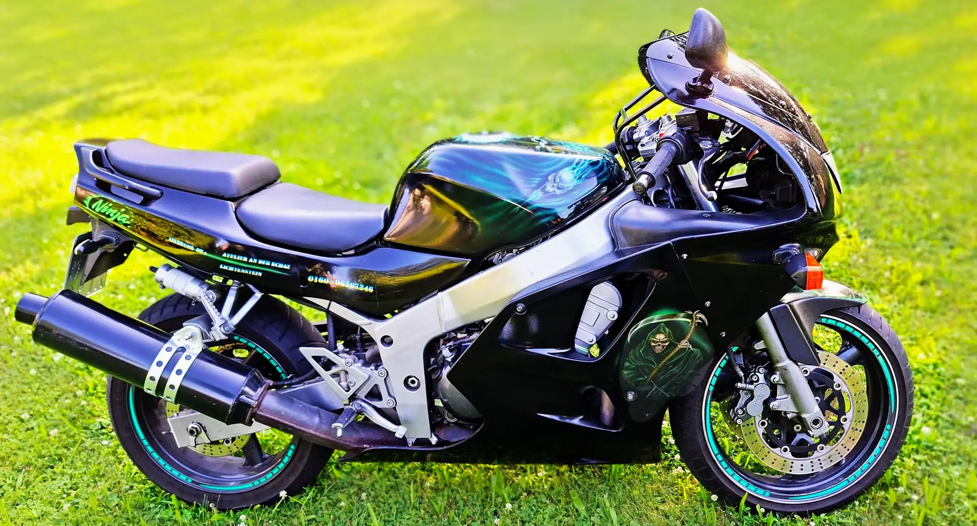 Kawasaki Ninja ZX-6R Klassiker mit prof. Airbrush-Design Negru - 2