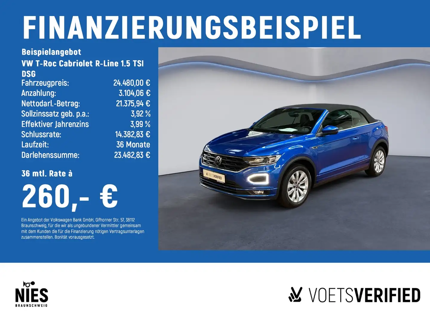 Volkswagen T-Roc Cabriolet R-Line 1.5 TSI DSG RearView+LED+NAVI Blau - 2