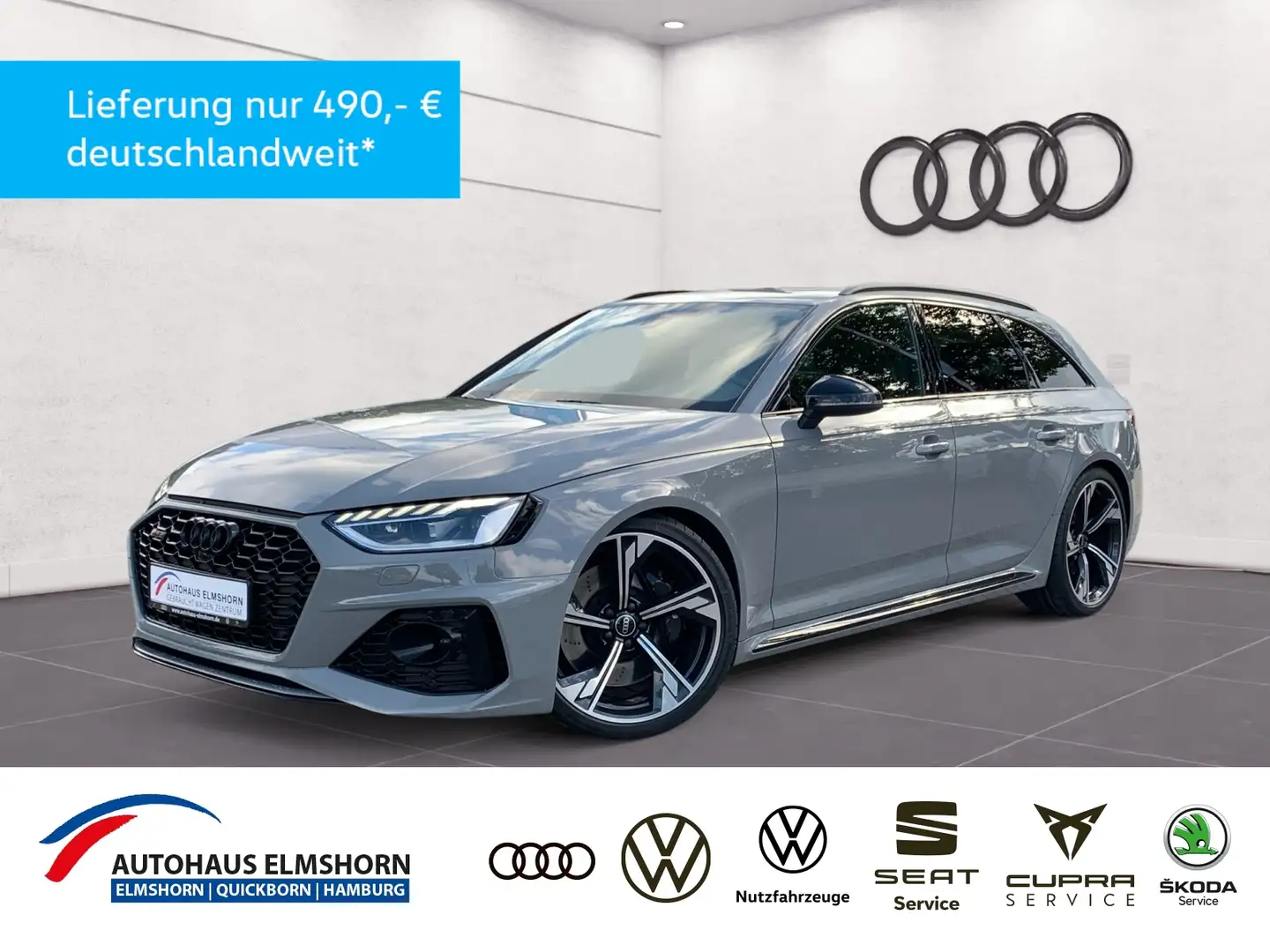Audi RS4 Avant tiptr. PANO NAV 20" KAM ACC LED PDC SHZ Grijs - 1