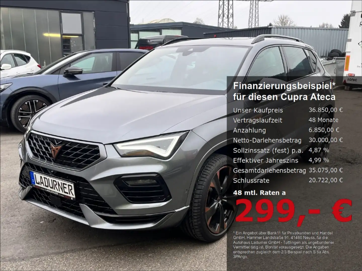 CUPRA Ateca 1.5TSI DSG *PANO+AHK+BEATS+ACC+NAVI* 299€ mtl Gris - 1