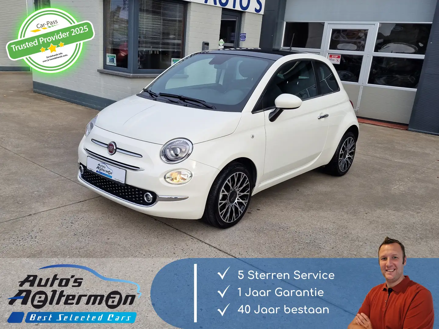 Fiat 500 500 1.0 Hybrid GPS * PANODAK * AUTOMATISCHE AIRCO Wit - 1