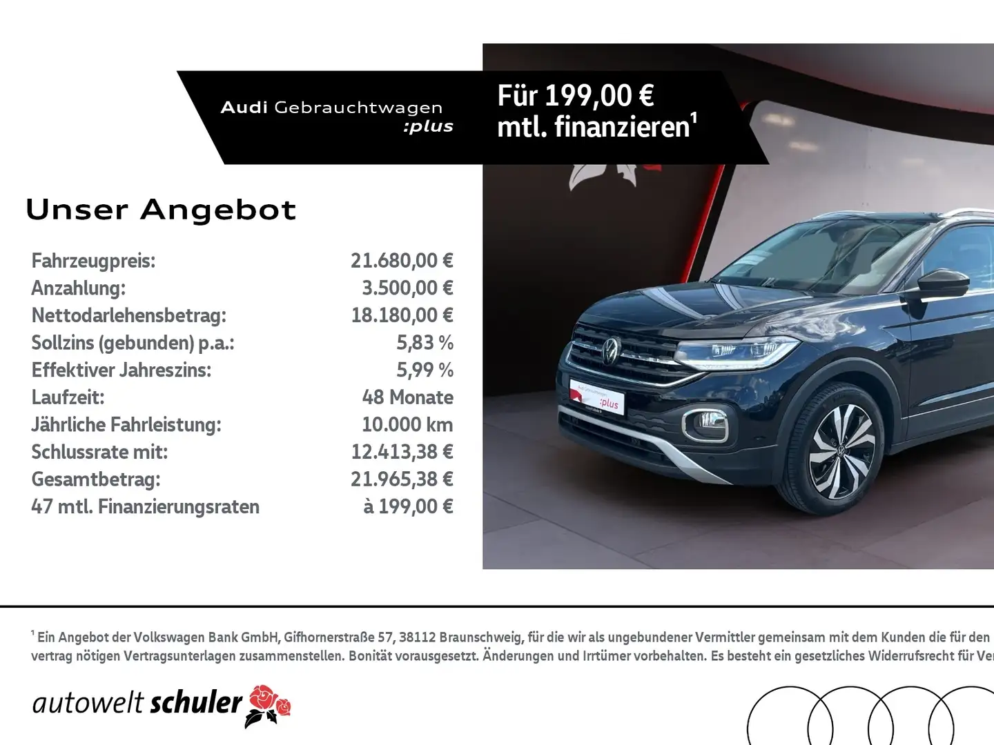 Volkswagen T-Cross 1.0 TSI DSG Style LED PDC ACC CarPlay Black - 1
