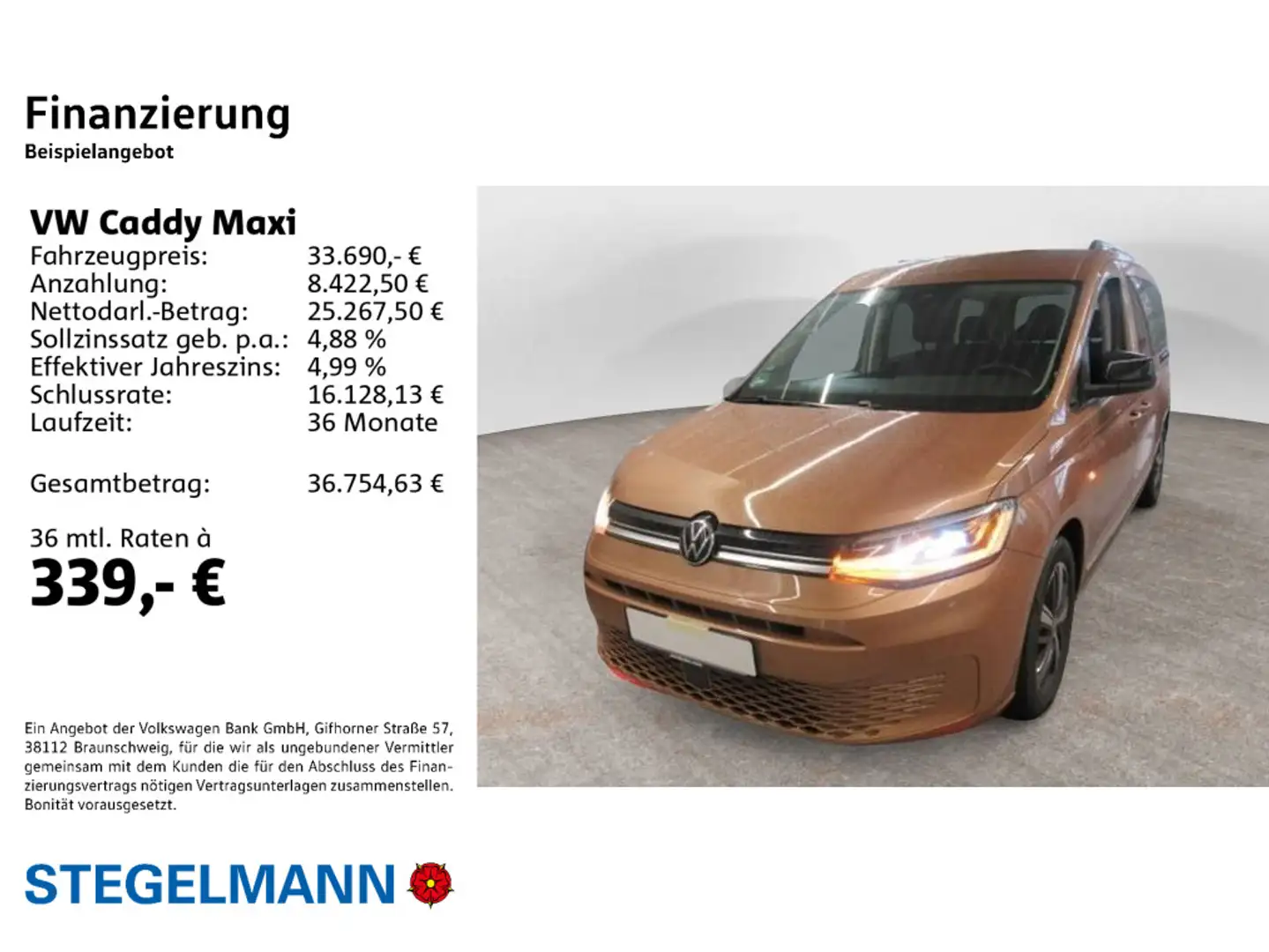Volkswagen Caddy 1.5 TSI DSG Style *AHK*LED*SApp-Conne Braun - 2