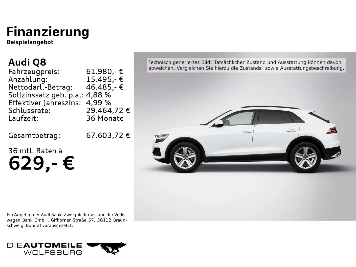 Audi Q8 (4MN)(07.2018->) 55 TFSI quattro HeadUp/Luft/ Weiß - 2