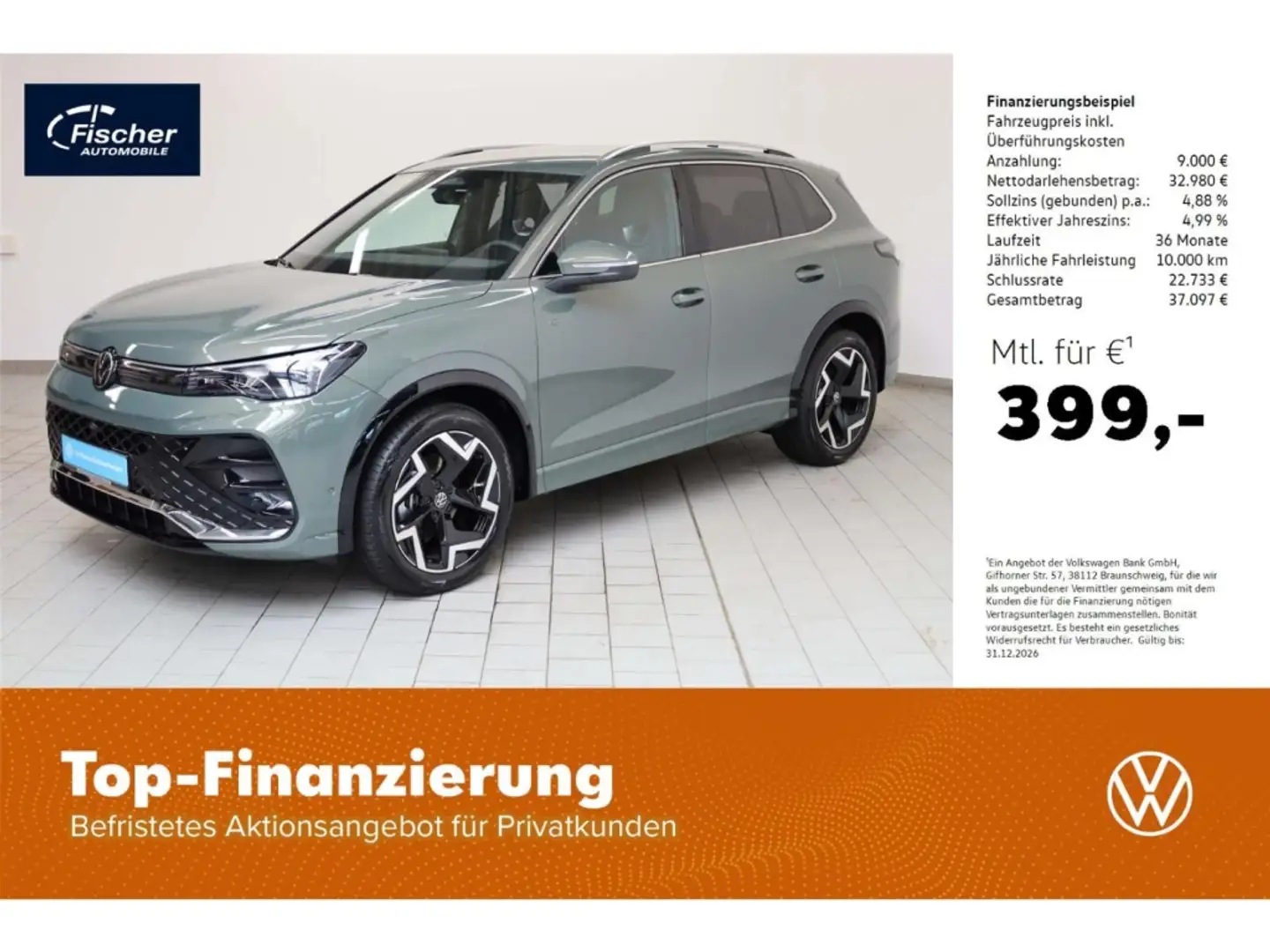 Volkswagen Tiguan 1.5 eTSI R-Line DSG Matrix/NAV/RFK/SH/PDC Grün - 1