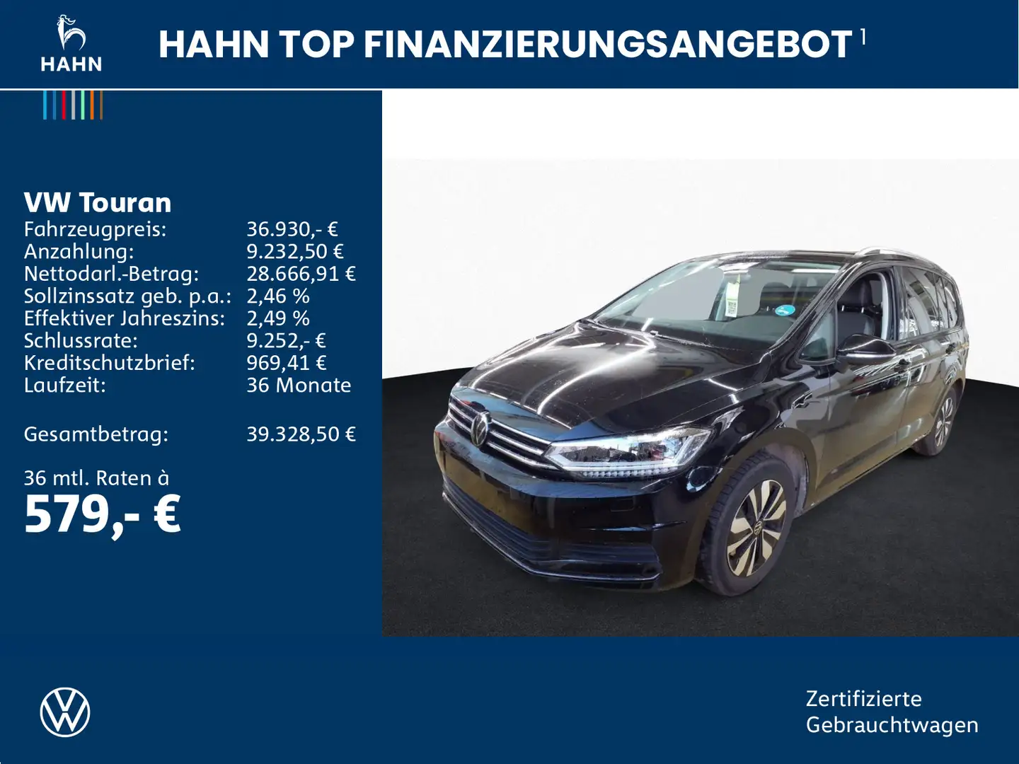 Volkswagen Touran 2.0TDI DSG Goal 7-Sitzer LED Navi AHK ACC Schwarz - 2