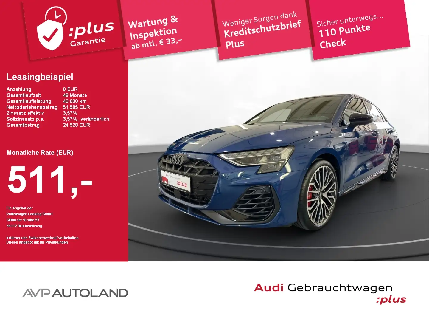 Audi S3 Sportback 2.0 TFSI quattro S tronic PANO Blau - 1