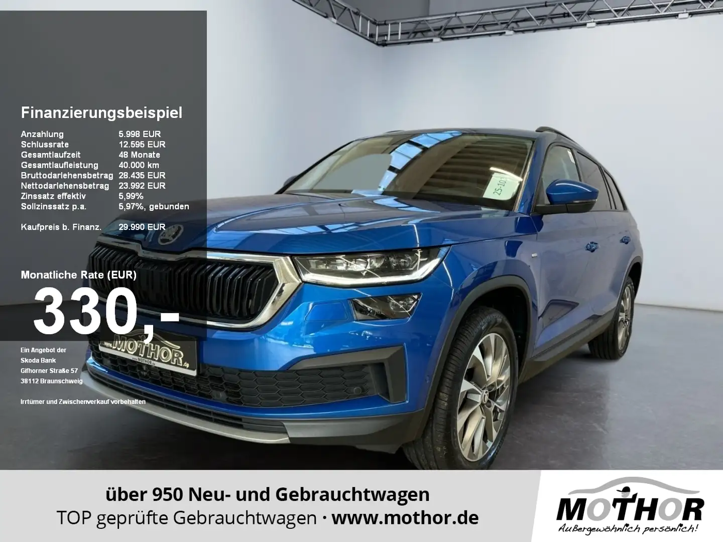 Skoda Kodiaq Clever 2.0 TDI DSG 4x4 Standheizung CANTON Bleu - 1