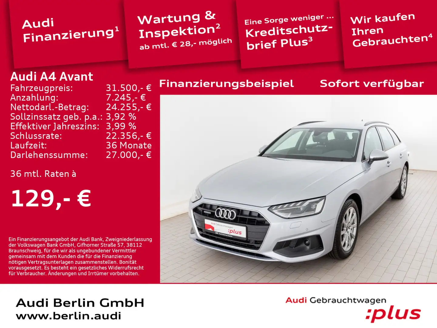 Audi A4 40 TDI qu. S tr. AHK SITZHZG RFK NAVI Plateado - 1