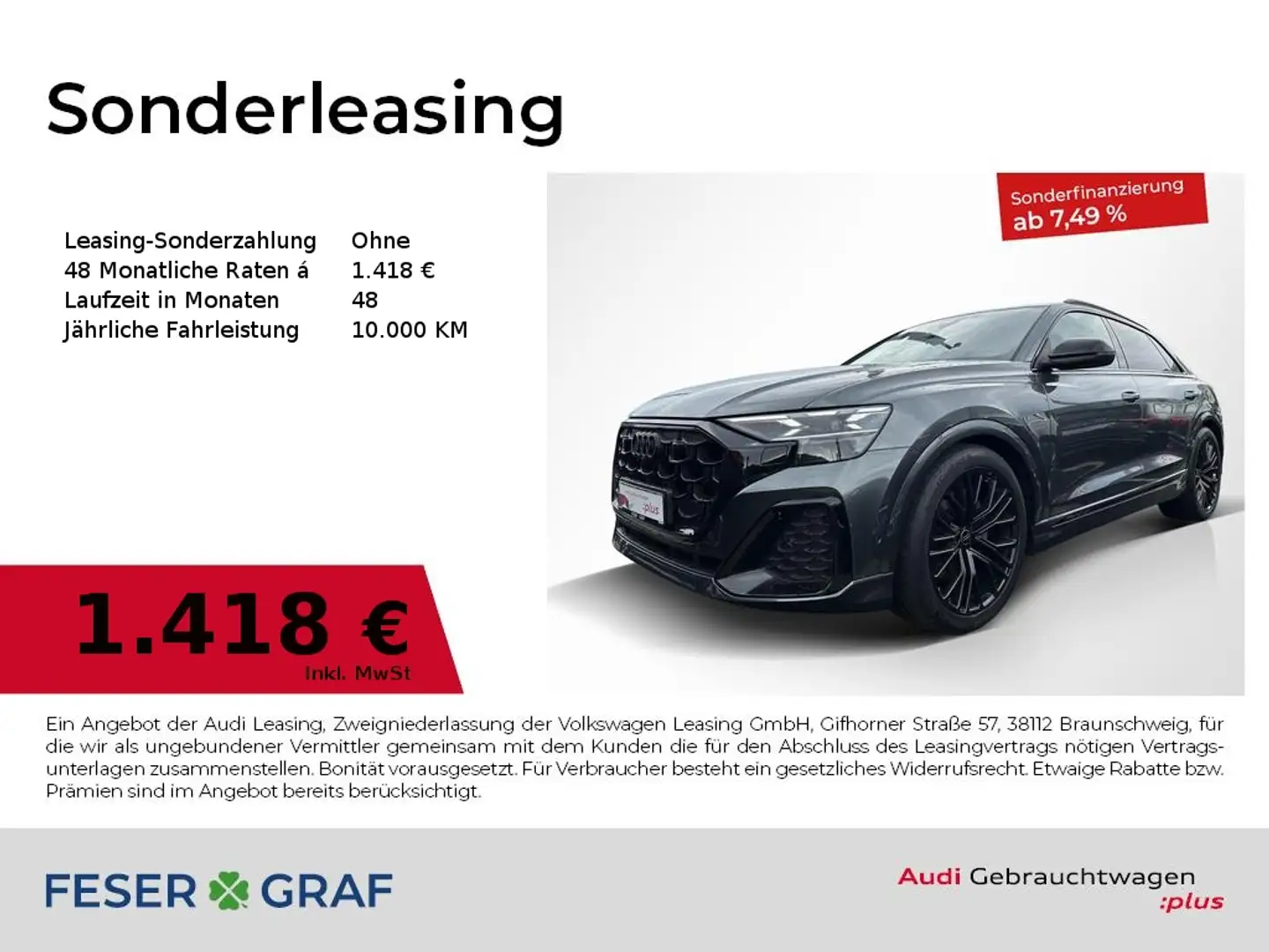 Audi Q8 SUV 50 TDI Pano Leder Stdhzg Matrix Grau - 1