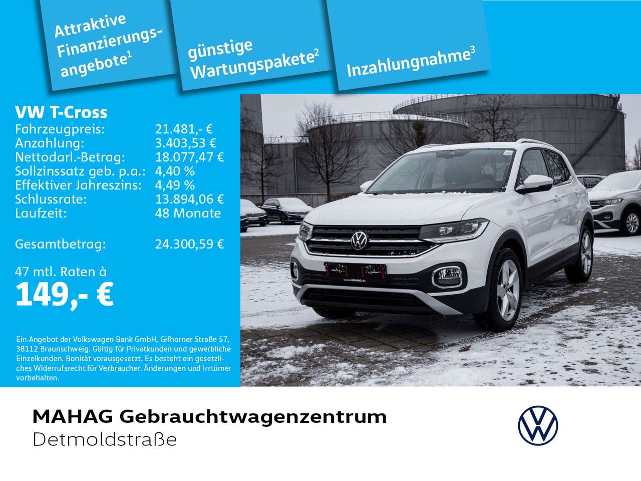 Volkswagen T-Cross 2022 — Style 1.0 TSI LED Navi ParkPilot RearVie