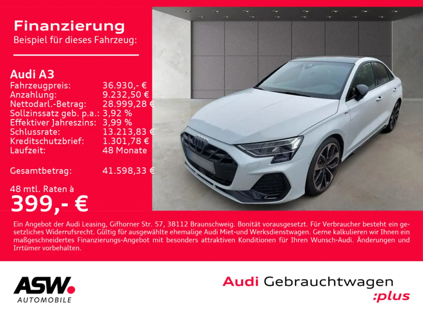 Audi A3 A3 Limo S line 35TFSI Stronic LED Navi RFK PANO Weiß - 1
