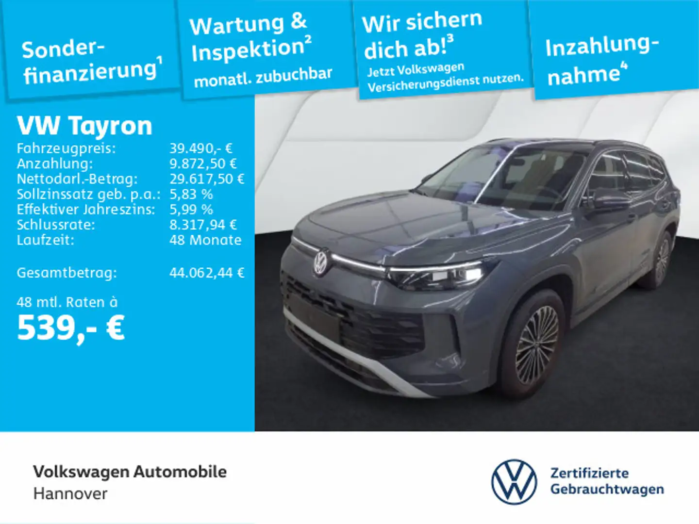 Volkswagen Tayron 1.5 eTSI DSG Life Navi AHK LED DigCockpit Grau - 1