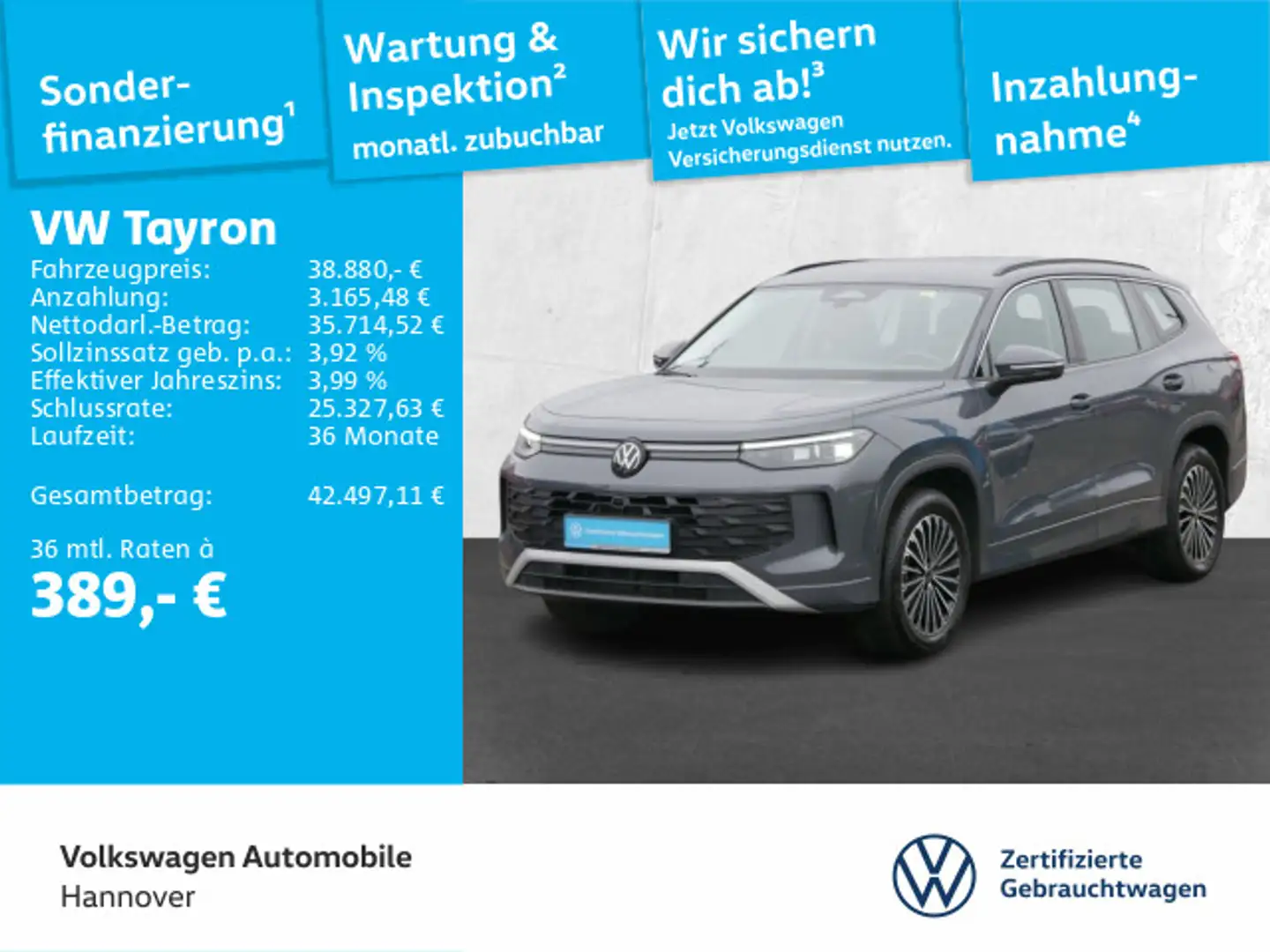 Volkswagen Tayron 1.5 eTSI DSG Life Navi AHK LED DigCockpit Grau - 1