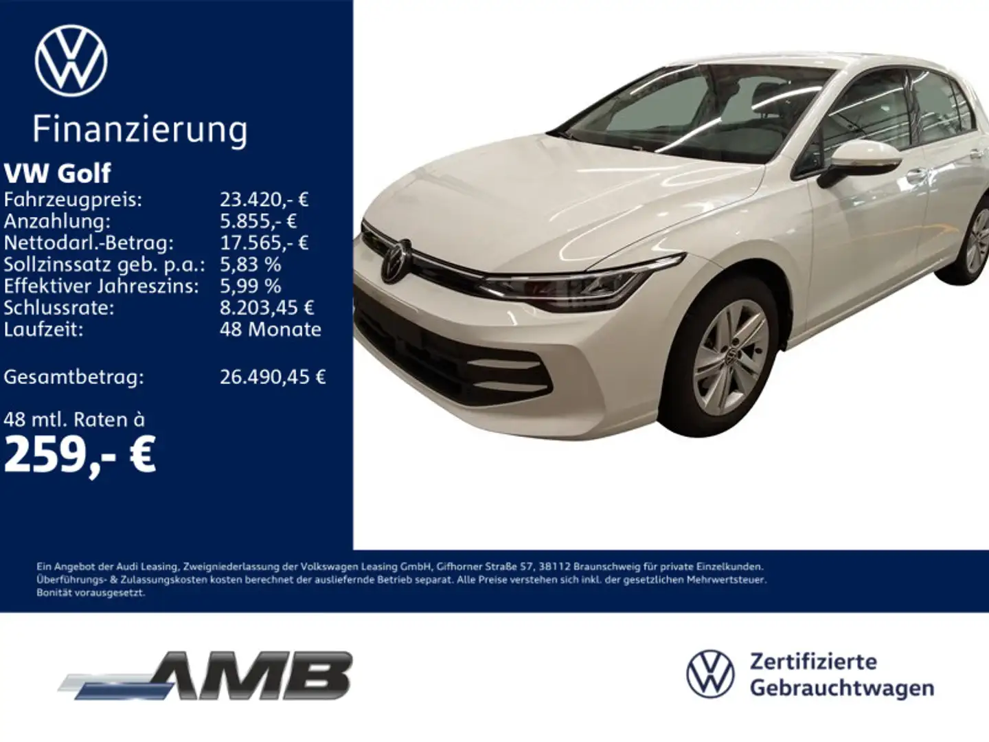 Volkswagen Golf Life 1.5 TSI ACC/LED/digiC/Sitzhzg/02.30Gar Weiß - 1