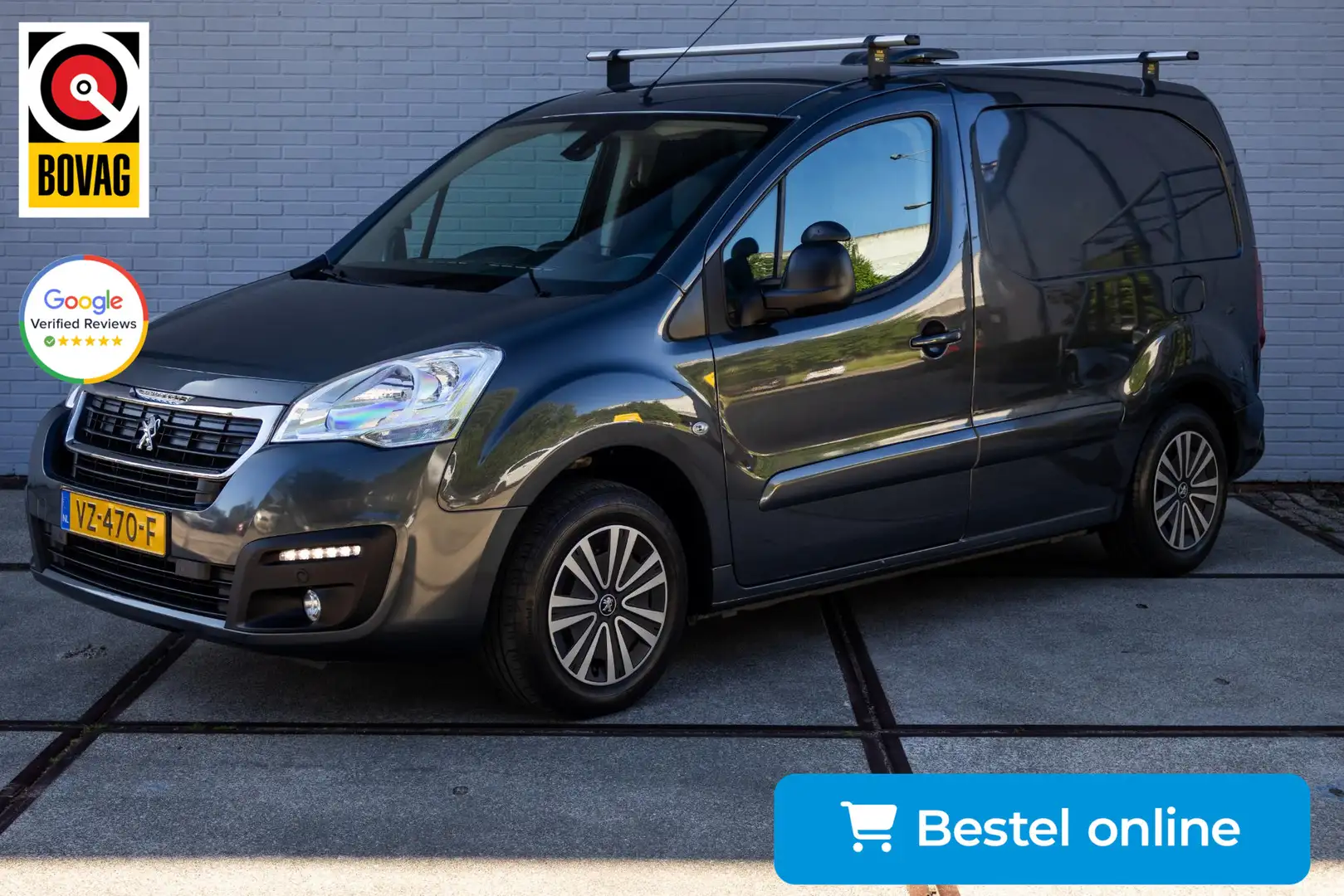 Peugeot Partner 120 1.6 BlueHDi 100 L1 Première S&S Grijs - 1