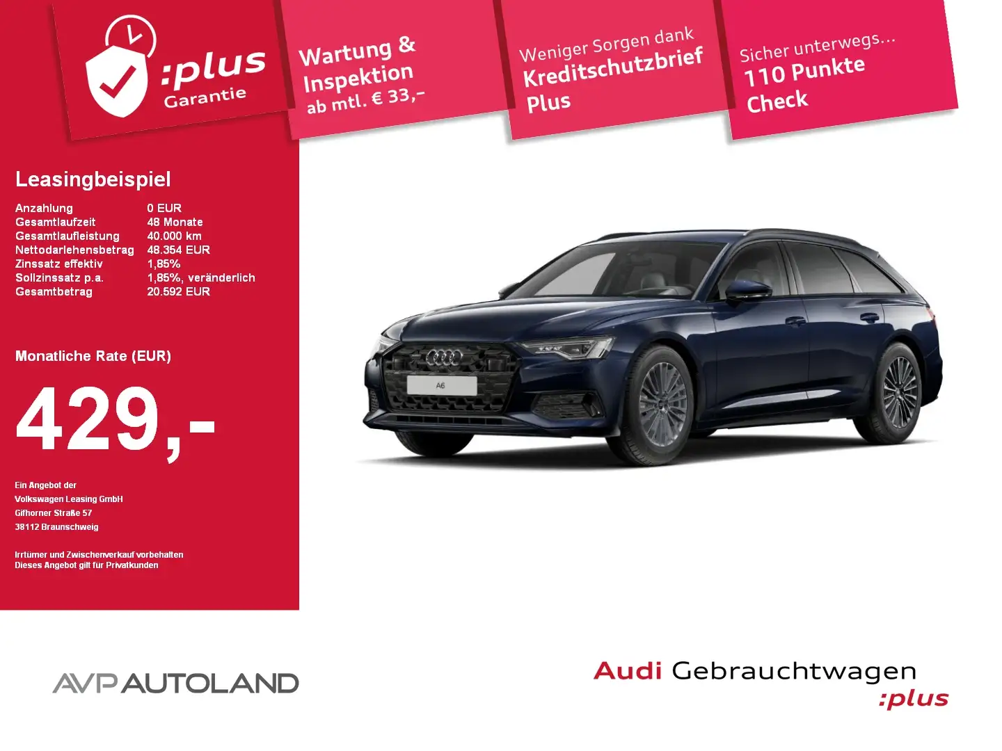 Audi A6 Avant 40 TDI quattro S tron. advanced MATRIX Blau - 1