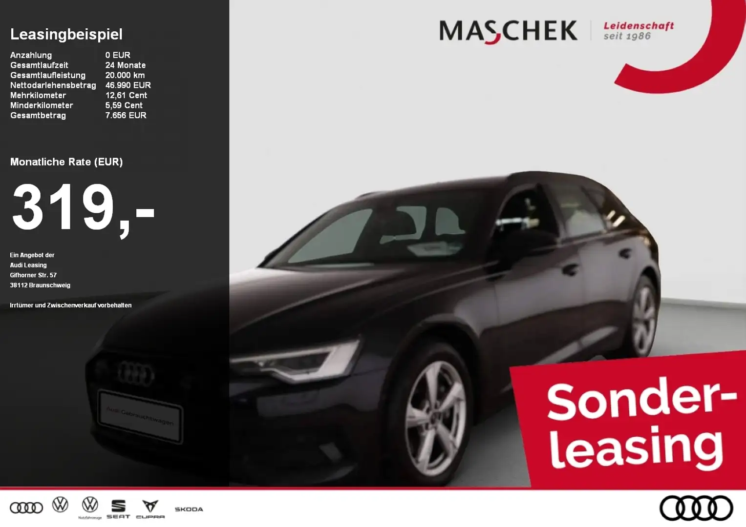 Audi A6 Avant advanced 45 TFSI AHK Black Memory Matrix R-C Schwarz - 1