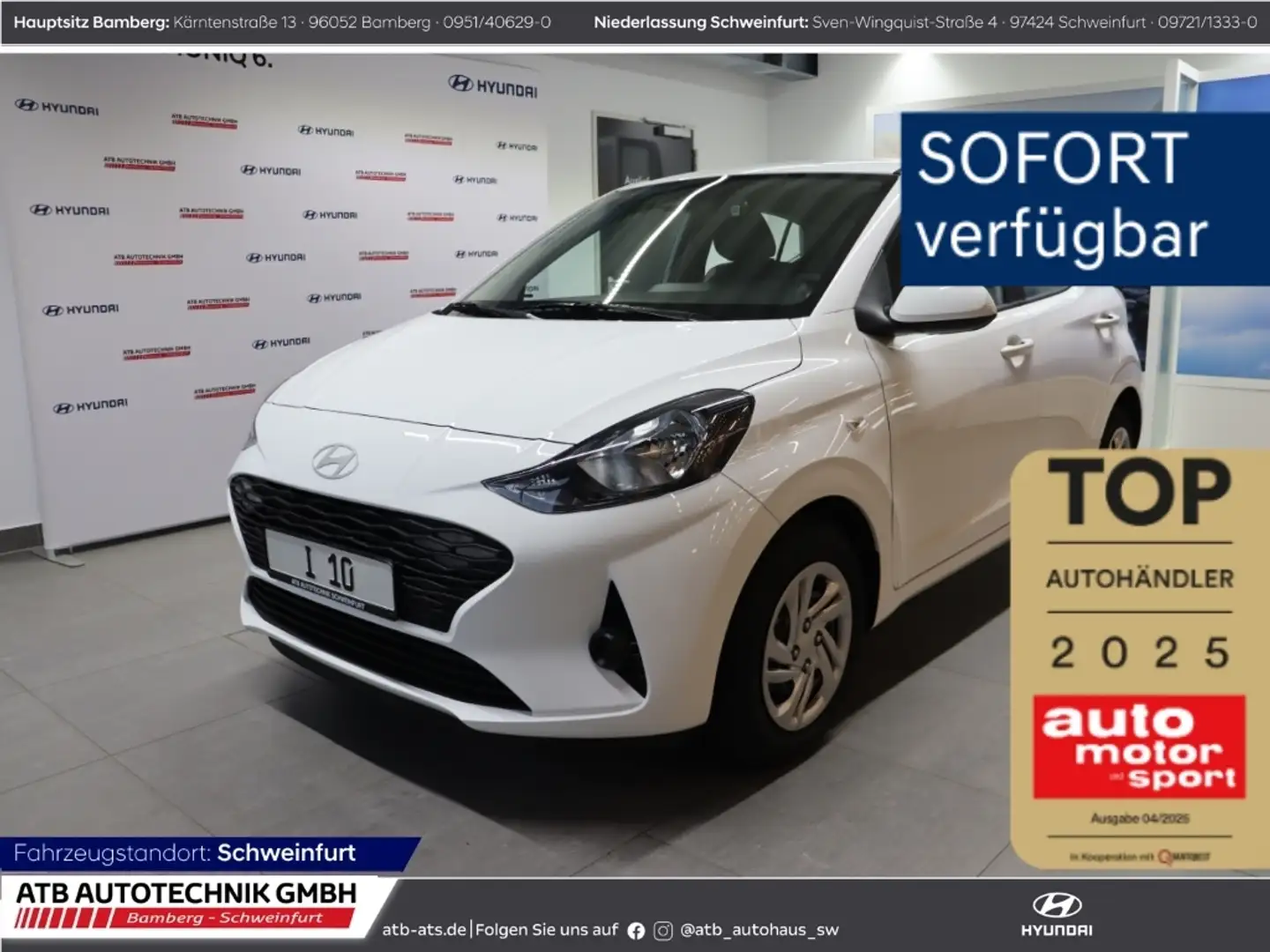 Hyundai i10 Select MY25 1.0 Benzin 63 PS 5-MT 2WD Navi Apple C Blanc - 1