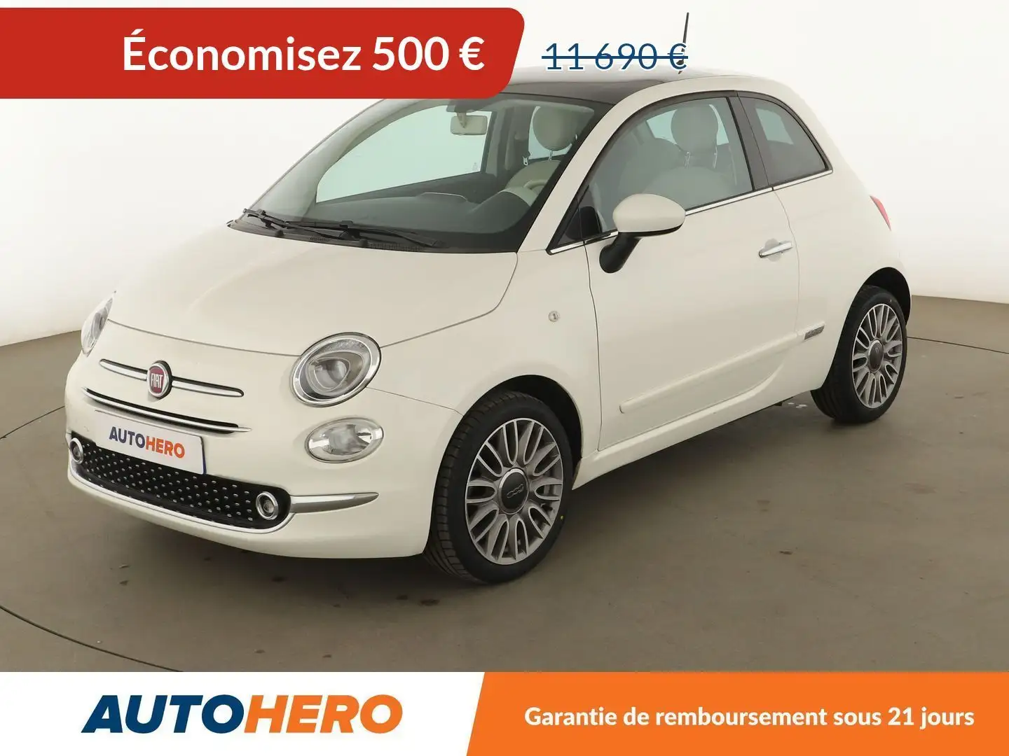 Fiat 500 1.2 Lounge Dualogic Blanc - 1