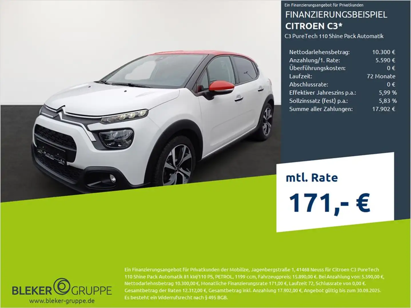 Citroen C3 C3 PureTech 110 Shine Pack Automatik Weiß - 1