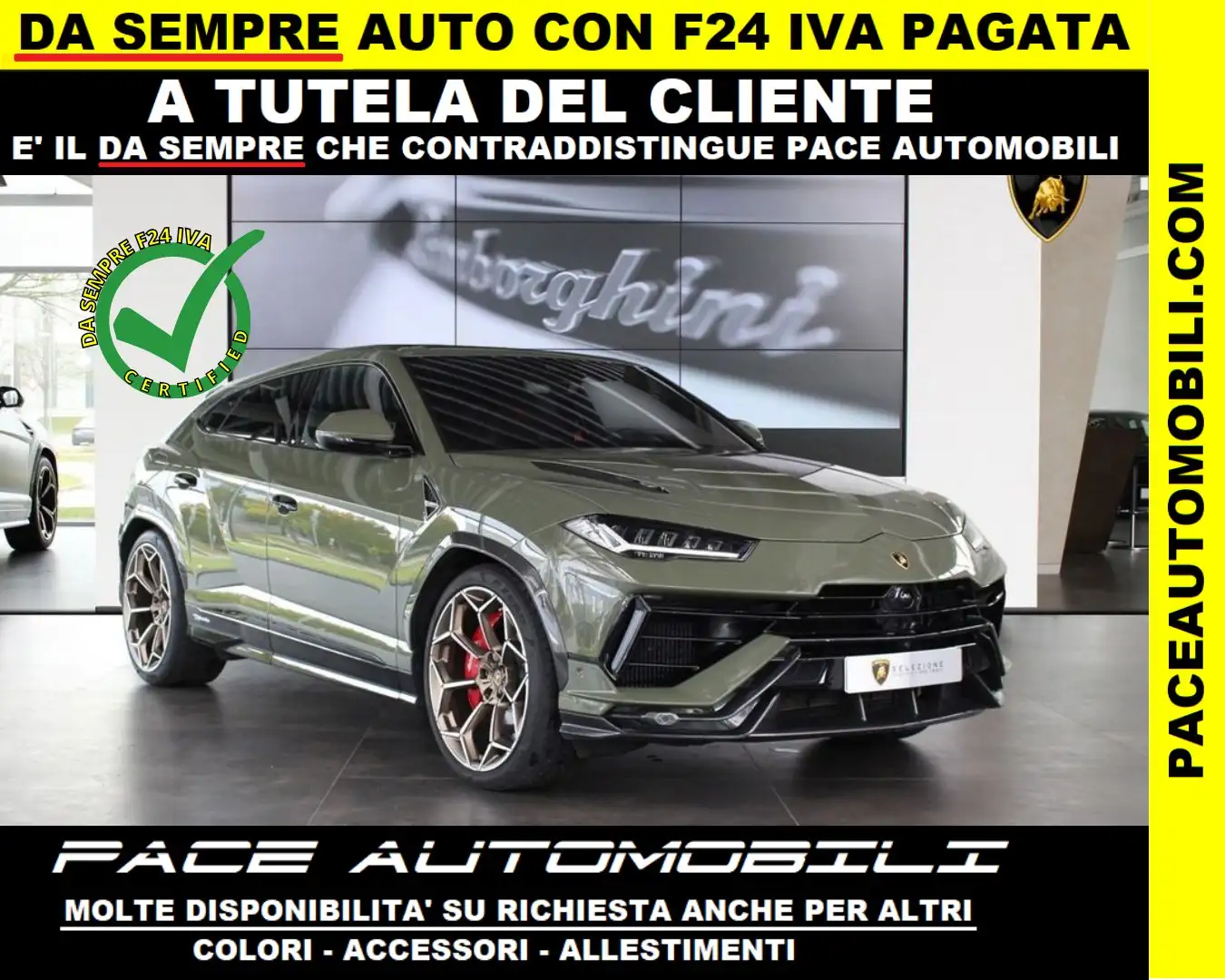 Lamborghini Urus PERFORMANTE AKRAPOVIC LED PDC KAMERA 5 POSTI 23" Verde - 1