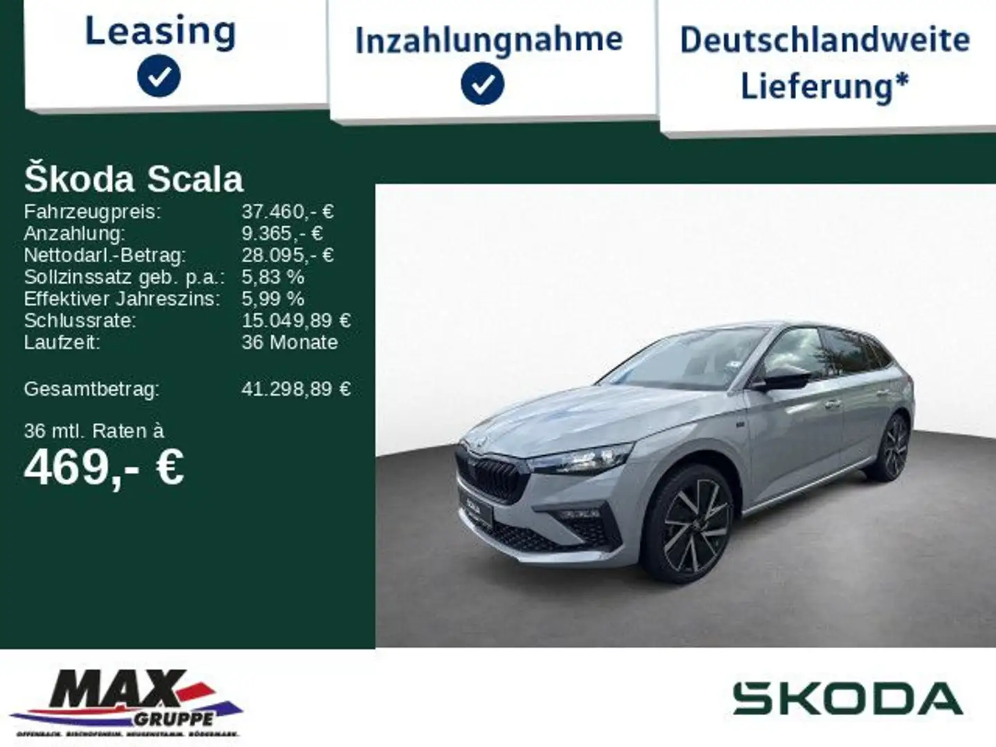 Skoda Scala Tour 1,5TSI 110kW PANO*AHK*KEYLESS*LED* Grau - 1