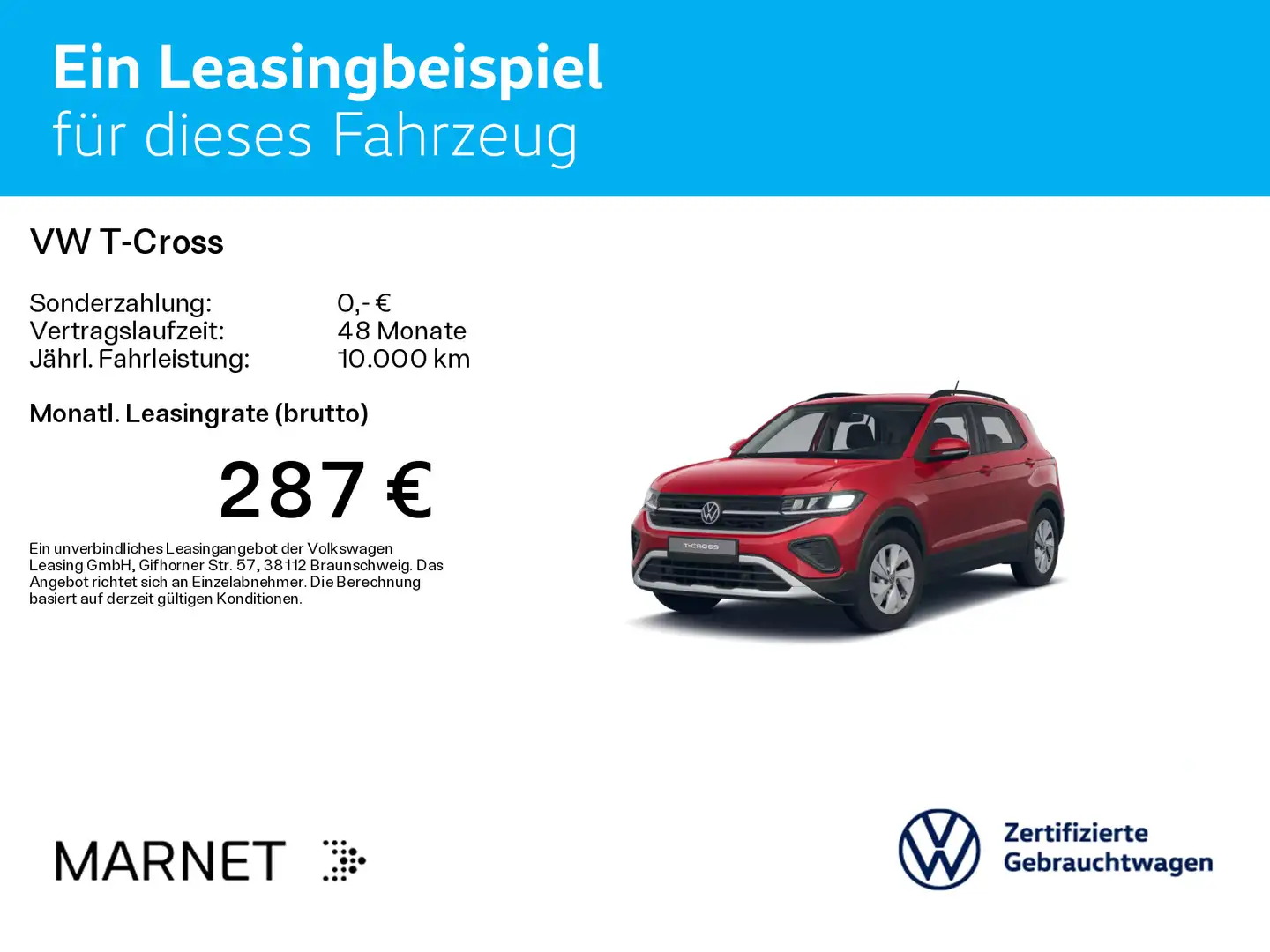 Volkswagen T-Cross 1.0 TSI DSG Life* Navi*AHK*Kamera*IQ-Dri Rot - 2