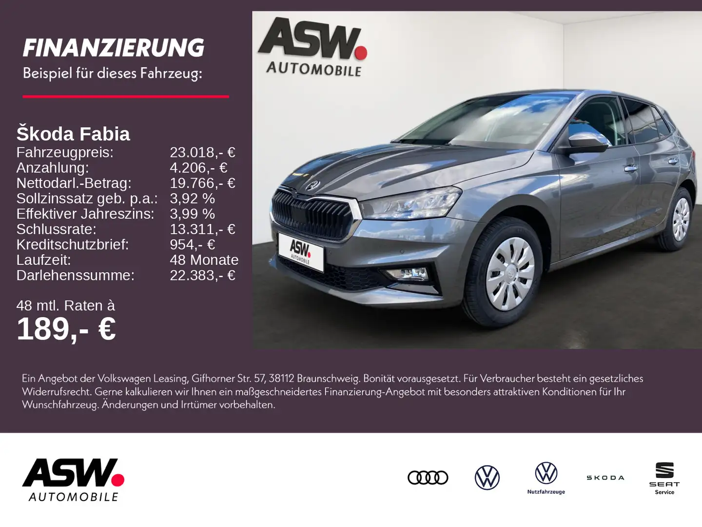 Skoda Fabia Selection 1,0TSI 95PS PDC Kamera SHZ AHK Grau - 1