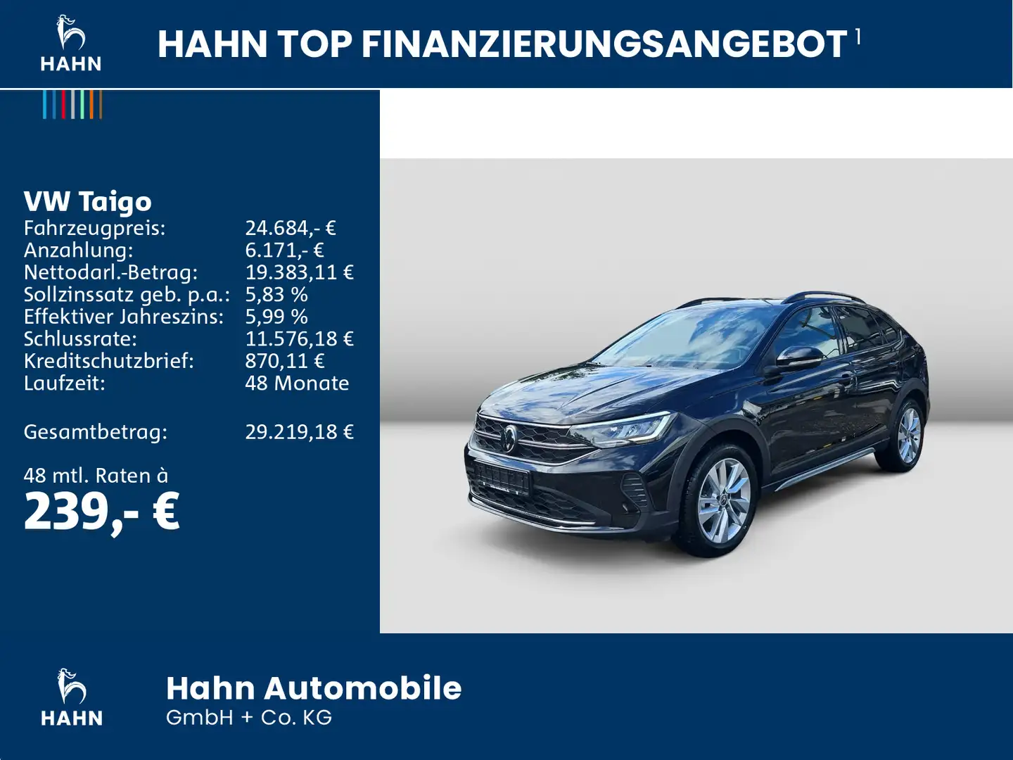 Volkswagen Taigo GOAL 1.0 TSI 116 PS DSG NAV*KAM*ACC*APP* Schwarz - 2