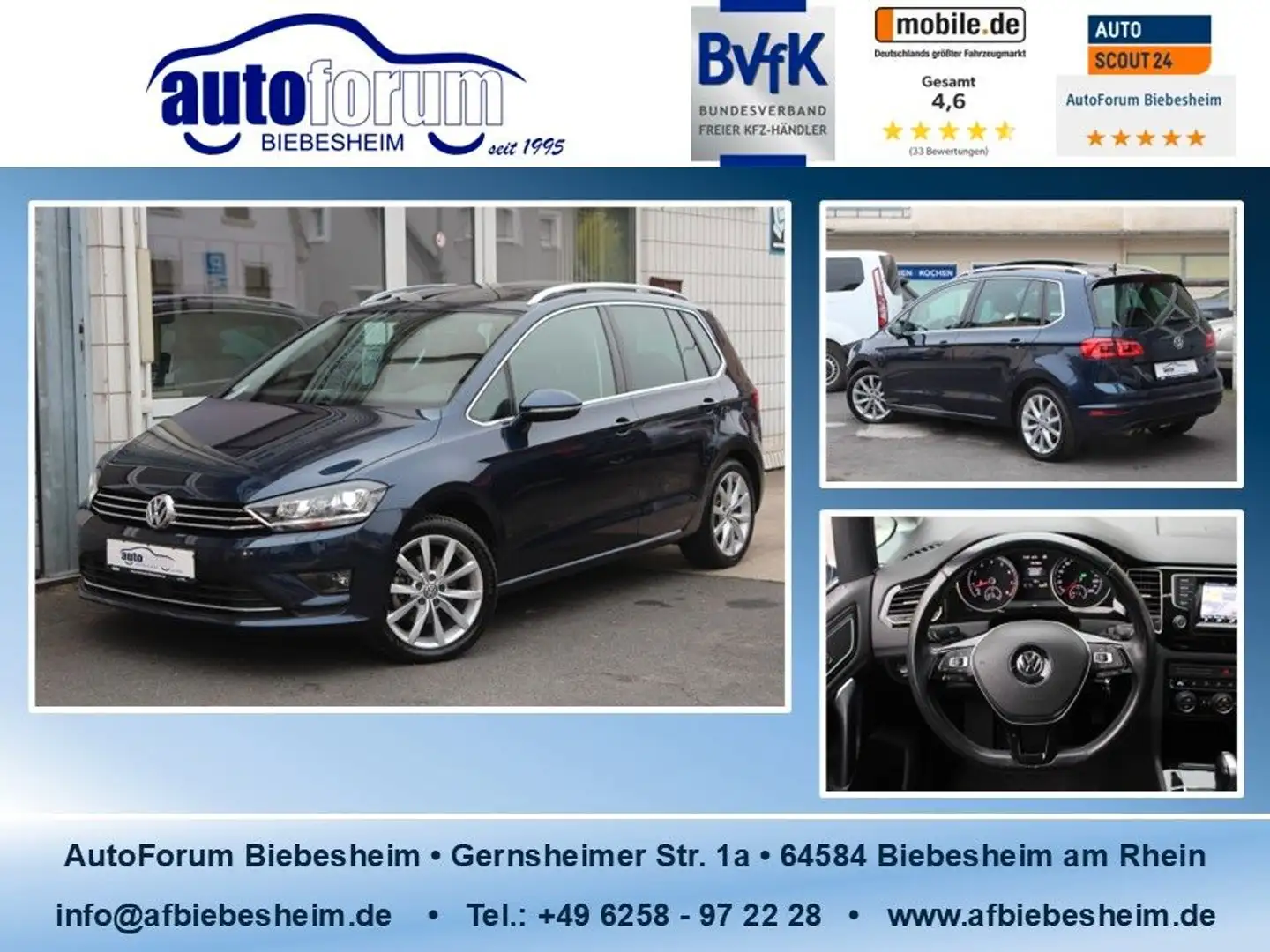 Volkswagen Golf Sportsvan VII 1.4 TSI Standh*Xenon*Pano*AHK Blau - 1