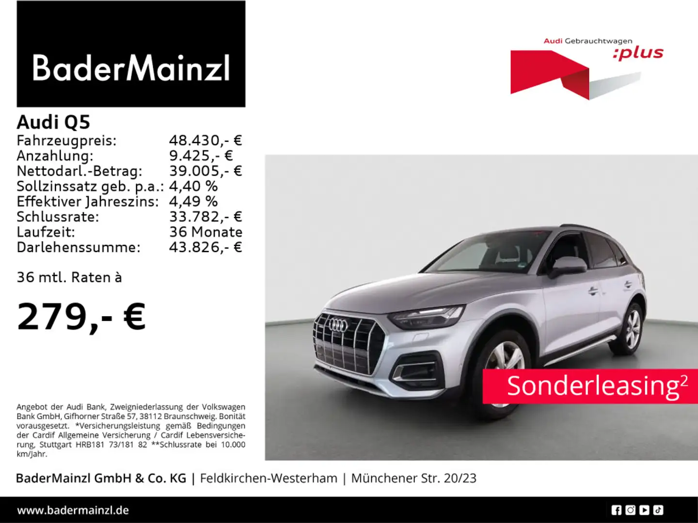 Audi Q5 45 TFSI quattro S tronic AHK Matrix 360° Pano Silber - 1