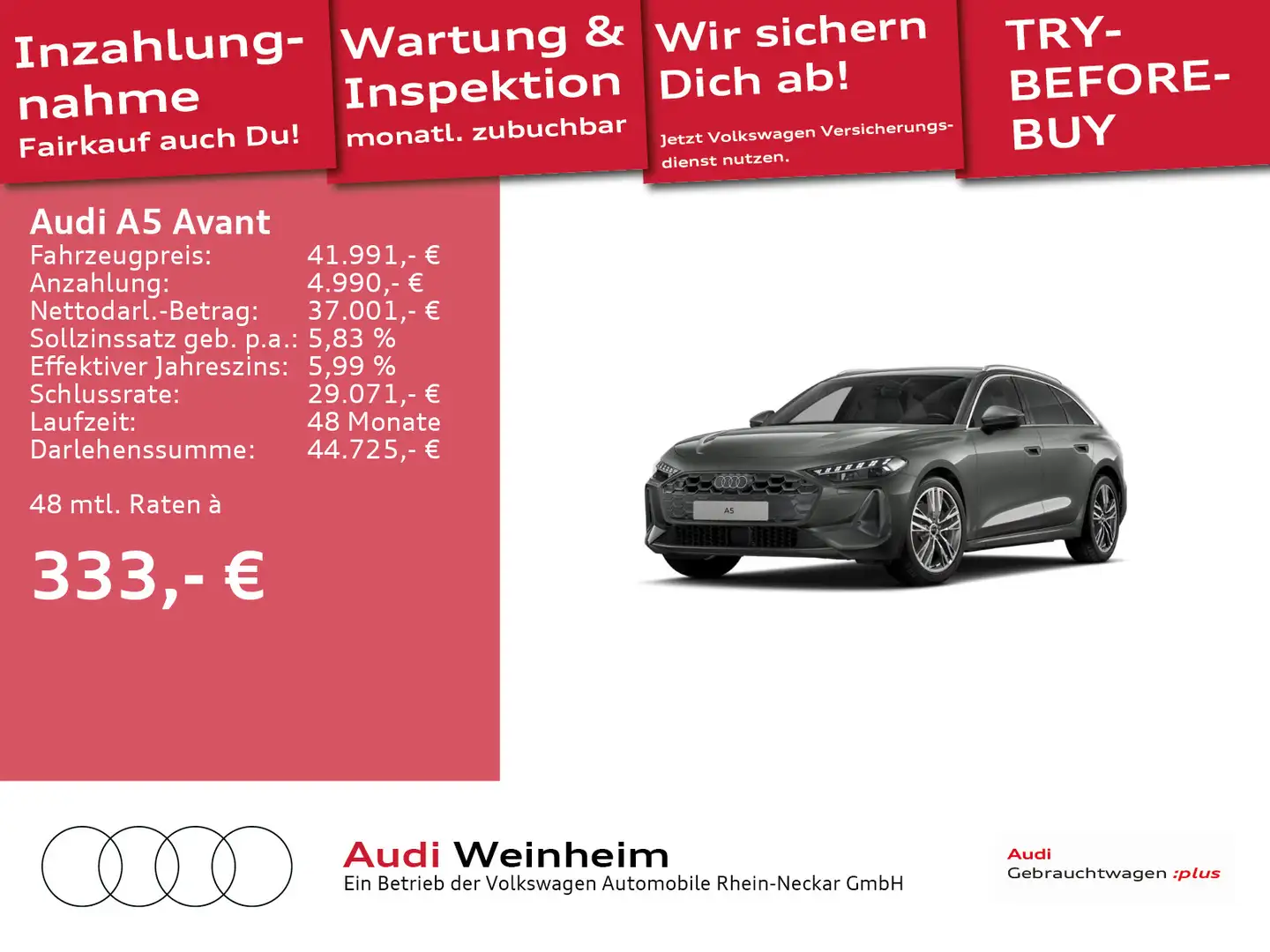 Audi A5 TFSI AHK Kamera LED-Plus GAR2029 uvm Grau - 1