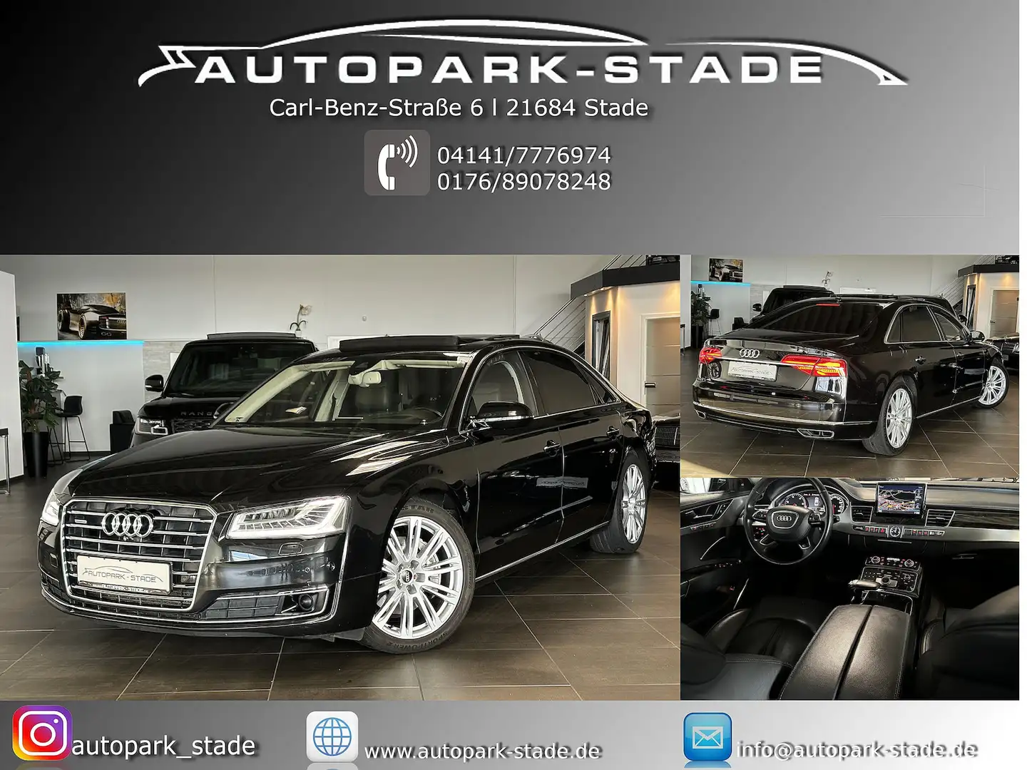 Audi A8 3.0 TDI Lang qu absolout VOLL TV Chauffeur Negro - 1