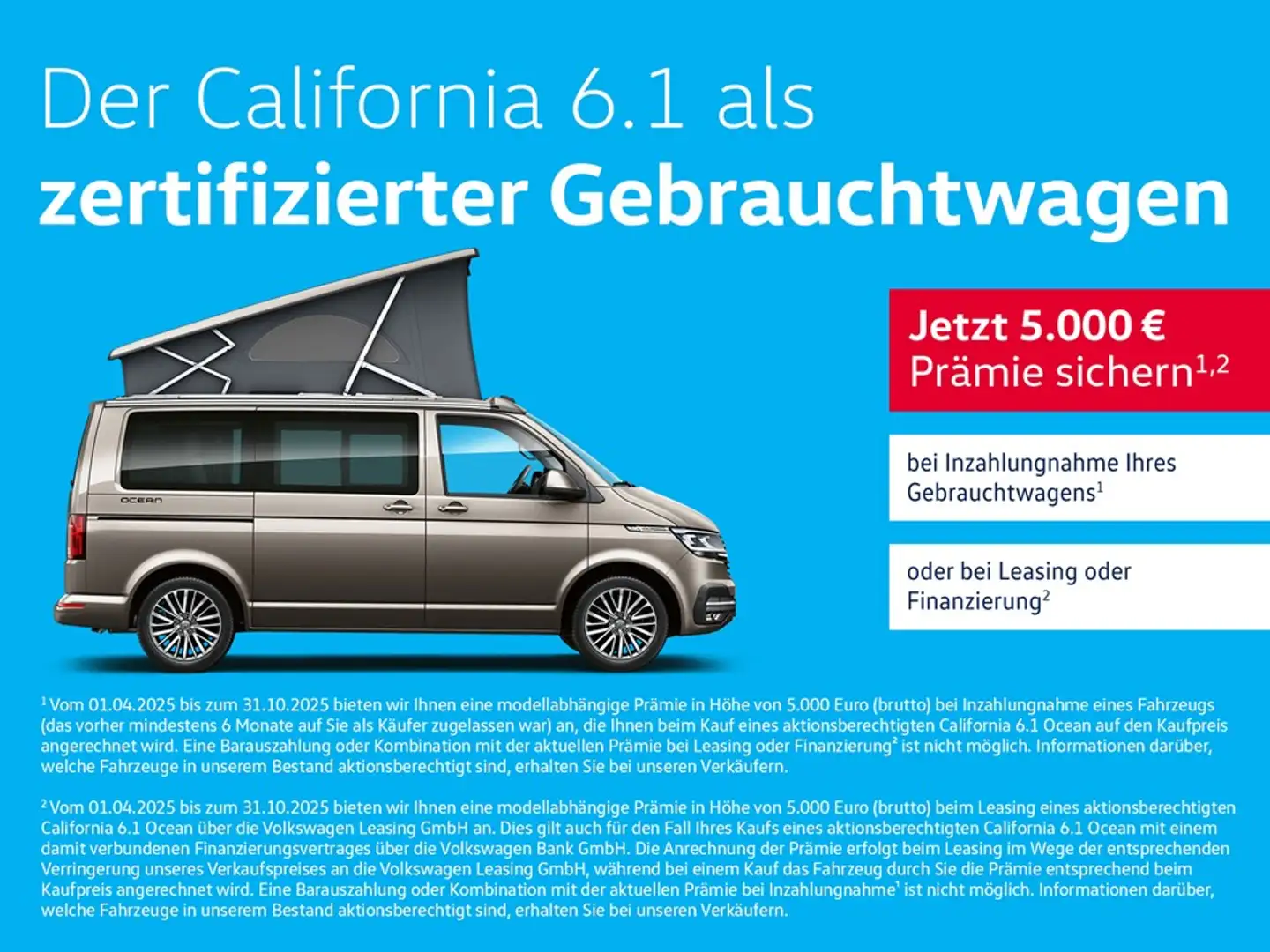 Volkswagen T6 California 6.1 Ocean TDI DSG 4M *STDHZ*AHK* Rot - 2