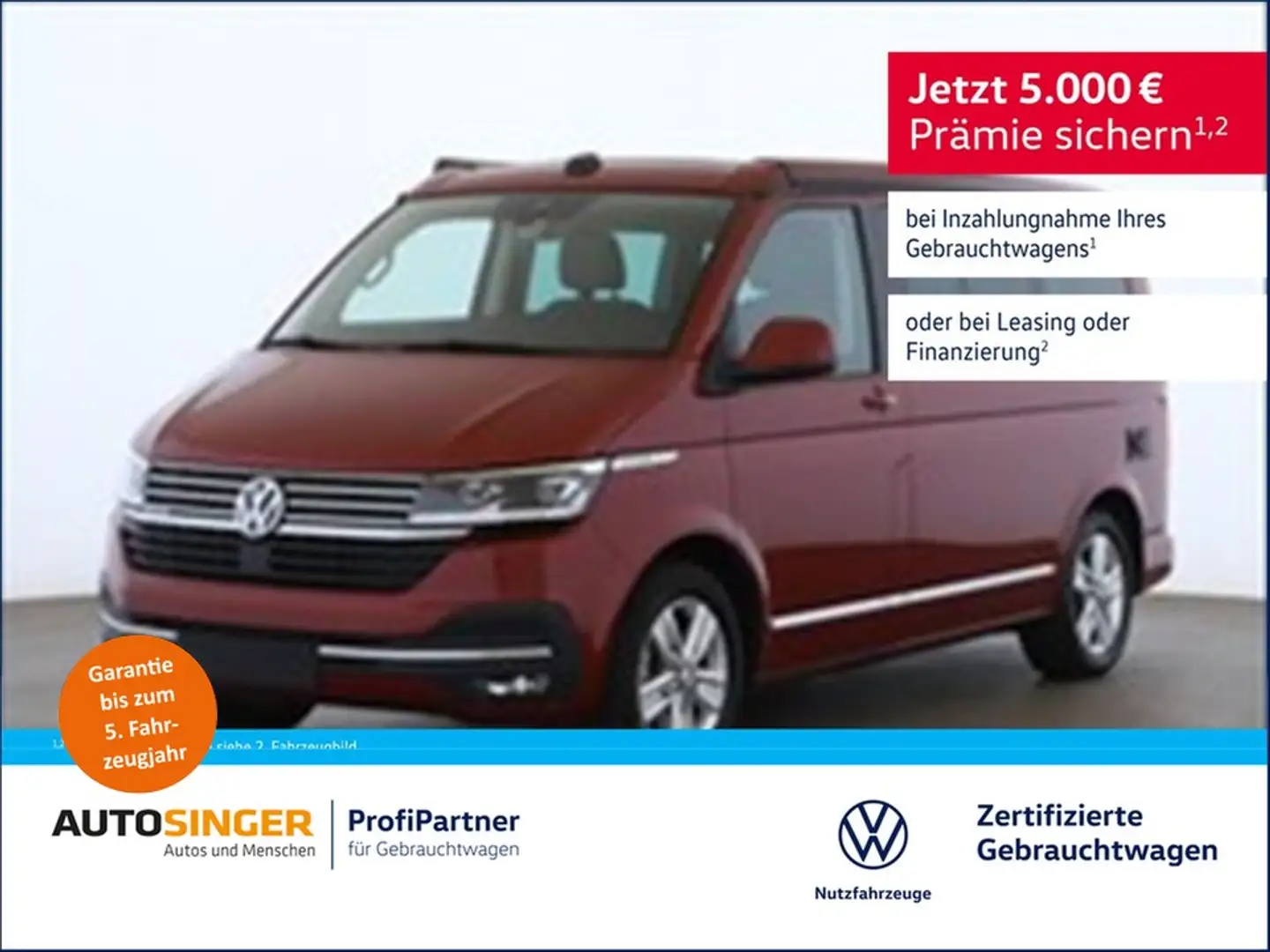Volkswagen T6 California 6.1 Ocean TDI DSG 4M *STDHZ*AHK* Rot - 1