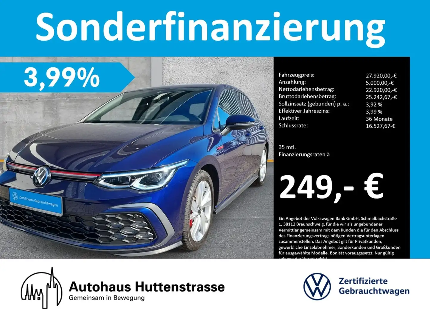 Volkswagen Golf VIII GTI DSG LED+ APP PRIVACY ACC SHZ Blau - 1